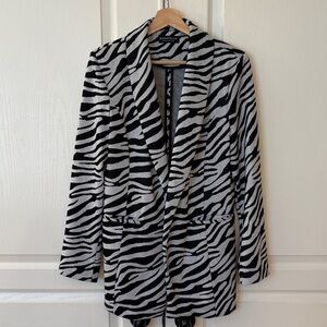 Bagatelle Black & White Zebra-Print Blazer